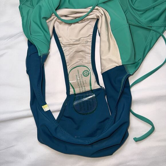 Summersalt THE SWAN DIVE Swimsuit Size 12 Great Teal Color block ONE PIECE NWT - Picture 13 of 14